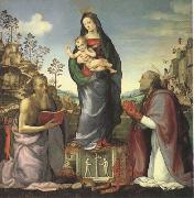 ALBERTINELLI  Mariotto The Virgin and Child Adored by Saints Jerome and Zenobius (mk05) Sweden oil painting artist